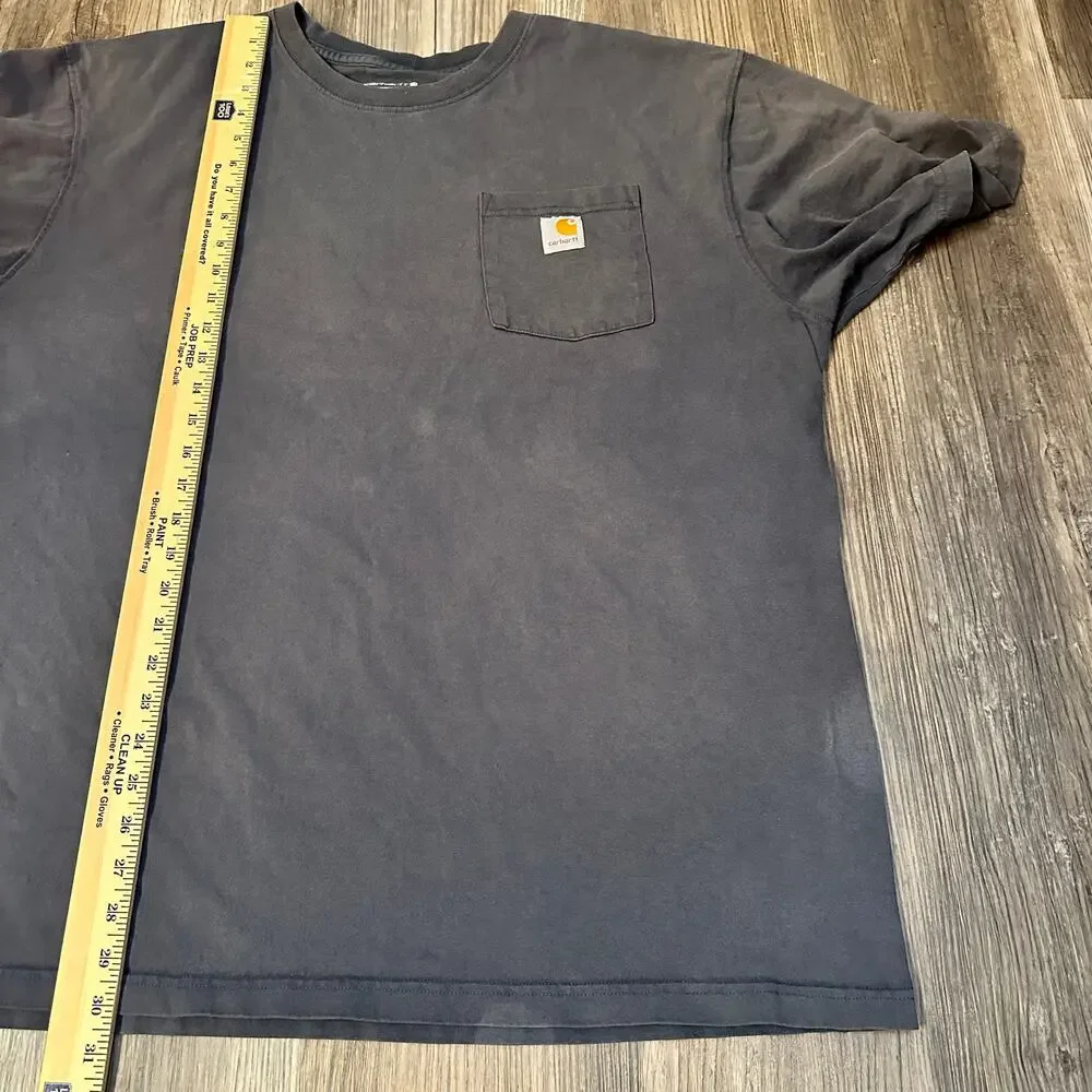 Carhartt Men's 2XL Short Sleeve Loose Fit T Shirt Gray Pocket Work Shirt - Picture 3 of 7